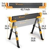 WORKESS Saw Horses 2 Pack Folding, 2600 Lbs Load Capacity & 24-32 Inch Adjustable Height Heavy Duty Sawhorse Table with 2x4 Support Arms, Portable WORKESS