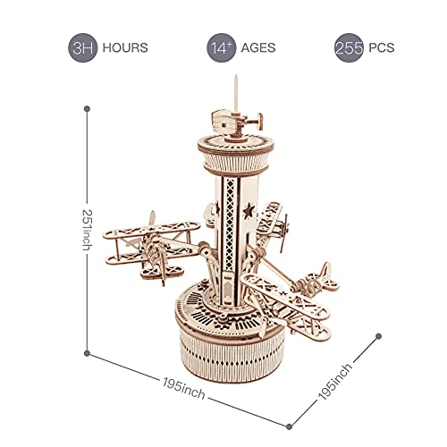 Rowood 3D Wooden Puzzles for Adults, Toy Airplane Activities for Kids, Music Boxes for Girls, Gift for Family on Father's Day/Birthday/Christmas - RoWood