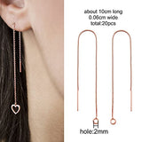 Craftdady 10 Pairs Rose Gold Ear Threads Long Box Chain Dangle Bar Threader Earrings Pierced Dangling Drop Stud Earrings with Loop 3.93" Craftdady
