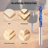 EANOSIC Compression Spiral Router Bits 1/4" Shank,1-1/4" Cutting Length, Extra Long 3 Inch, Carbide UP Down Cut CNC Router Bits End Mill for Wood EANOSIC