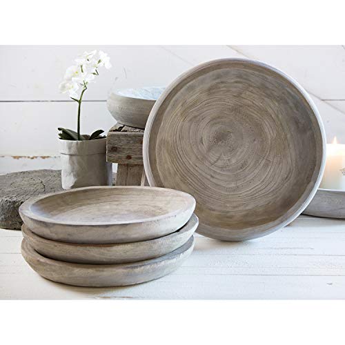 Santa Barbara Design Studio Table Sugar Hand Carved Paulownia Wood Serving Bowl, Medium, Grey,8 cubic inches - WoodArtSupply