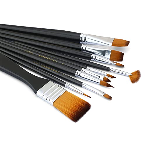 Transon Paint Brush Kit 10pcs Art Brushes and 1 Paint Spatula with Brush Case - WoodArtSupply