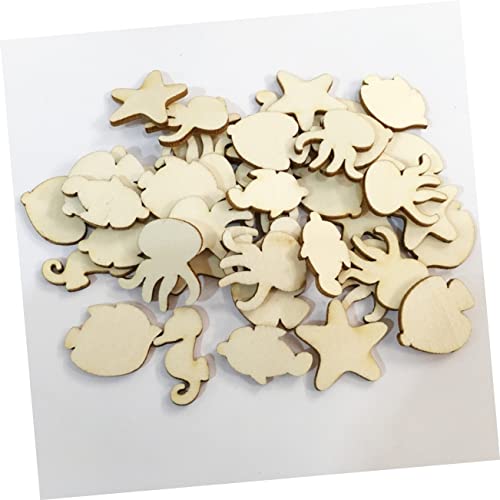 Abaodam 50pcs Pieces Unfinished Wood Dolphin DIY Ocean Creatures Nautical Wood Cutouts Blank Wooden Animals Octopus Wood Unfinished Wood Animal Abaodam
