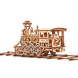 Wood Trick Wooden Toy Train Set with Railway - 34x7″ - Locomotive Train Toy Mechanical Model Kit - 3D Wooden Puzzles for Adults and Kids to Build - Wood Trick