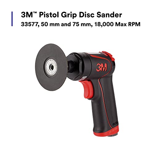3M Pistol Grip Disc Sander, 33577, 18,000 RPM, 50mm and 75mm, 1 per box, Automotive Tool for Abrasive Disc Grinding, Weld Cleanup, Paint-Stripping 3M