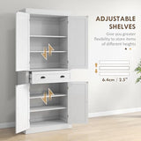 HOMCOM 72" Freestanding Kitchen Pantry Cabinet, Tall Storage Cabinet with 2 Door Cabinets, Drawer and Adjustable Shelves, White Wood Grain HOMCOM