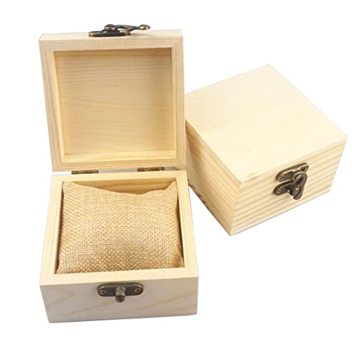 LONMAIX 2Pcs/PACK Unfinished Wood Box Gift Wooden Box for your Gift Jewelry Watch (Wooden Box-2PCS/PACK)