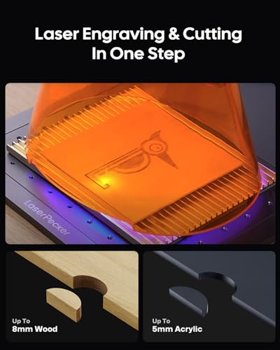 LaserPecker 4 Laser Engraver with Rotary Extension, Slide Extension and Protection Cover, Portable Fiber and Diode Laser Engraving Machine for Metal