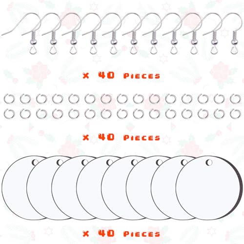 Duufin 120 Pcs Round Sublimation Earring Blanks with Earring Hooks and Jump Rings Heat Transfer Earring Blanks Unfinished MDF Round Earring Blanks Duufin