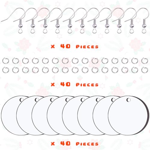 Duufin 120 Pcs Round Sublimation Earring Blanks with Earring Hooks and Jump Rings Heat Transfer Earring Blanks Unfinished MDF Round Earring Blanks