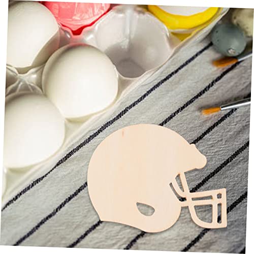 TEHAUX 40pcs Signboard Wood Piece Soccer Ornaments Football Wood Slice Unfinished Wood Helmet Blank Ornaments Sports Accessories Rugby Signage Making TEHAUX
