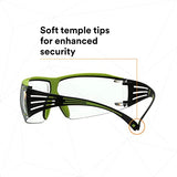 3M Safety Glasses, SecureFit 400X, ANSI Z87, Anti-Fog Anti-Scratch Clear Lens, Green and Black Frame, Brow Guard, Lightweight, Soft Nose Bridge and 3M SecureFit