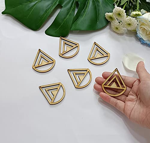 Set of 30 Chevron Earring Hoops Wood Blank,Rounded Chevron Triangle Earring Findings,Wood Findings for Earring Making Macrame (1.5'') MEYA