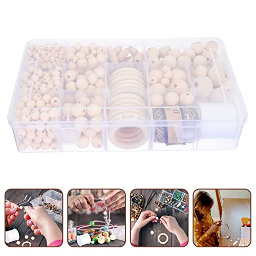 ABOOFAN 1 Box Wooden Bead Set Vintage Loose Beads Jewelry Making Supplies Unfinished Wood Hearts Wooden Hair Beads Unfinished Wood Beads DIY Wood ABOOFAN