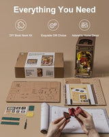 Rowood Book Nook,DIY Book Nook Kits for Adults,3D Wooden Puzzle Bookend Miniature Kit,Bookshelf Insert Decor Alley,Wood Craft Hobbies for RoWood