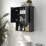 OONNEE Black Wall Mounted Bathroom Cabinet with Adjustable Shelves & Soft-Close Doors OONNEE