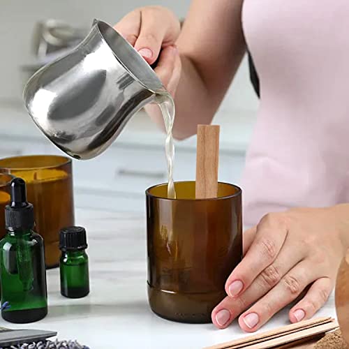 yueton 50PCS Crackling Wooden Candle Wicks Candle Making Wicks Smokeless Long Wood Wicks Candle Cores with 50PCS Metal Base for Wedding Birthday yueton