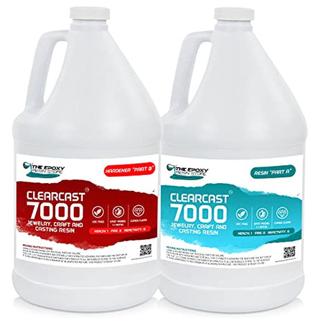 The Epoxy Resin Store Clearcast 7000 - Jewelry Craft, 2 Part Resin Kit, for Art, Small Castings and Decorative Applications, 1 Gallon Kit Clearcast 7000