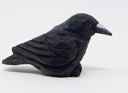 Selsela Raven Black Bird Crow Figurine Statue Sculpture Art Miniature Wood Carving Decor Small Animal - WoodArtSupply