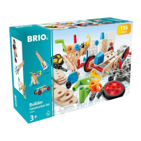 Brio Builder 34587 - Builder Construction Set - 136-Piece Construction Set STEM Toy with Wood and Plastic Pieces for Kids Age 3 and Up Brio