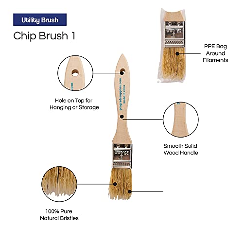 Pro Grade - Chip Paint Brushes - 24 Ea 1 Inch Chip Paint Brush Light Brown Pro Grade