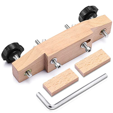 Facmogu Solid Maple Guitar Bridge Clamp, Entry Level Bridge Clamp Acoustic Luthier Tools with Cork Gasket & L-Wrench, Wooden Guitar Bridge Clamp for Facmogu