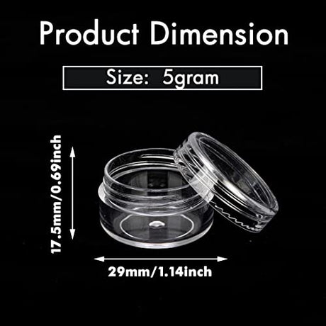 5 Gram Sample Containers with Lids, 50 Count 5ML Clear Sample Jars, Empty Lip Balm Containers with Lids, Small Makeup Travel Containers for Glitter, GOLACKY