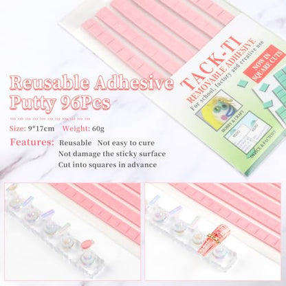 BQAN 2 Set Nail Holder for Painting Nails, Transparent Acrylic Nail Stand for Press on / Fake Nail Tips Training / Nails Display with 96 Pcs Reusable - WoodArtSupply