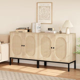 GAOMON Sideboard Buffet Cabinet, Rattan Storage Cabinet, Wood Accent Cabinet with Door and Shelf, Console Cabinet with Storage, Sideboard Cabinet for GAOMON