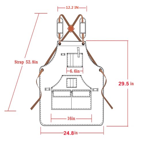 Aprons for Men, 16 OZ Canvas Adjustable Work Apron, Mens Apron Suitable for Woodworkers, Welding, BBQ, Cleaning, Garden - WoodArtSupply