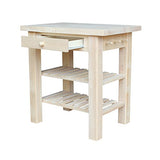 IC International Concepts Kitchen Island, 36 in W x 24 in D x 36 in H, Unfinished IC International Concepts