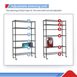 6 Tier Adjustable Metal Shelf Wire Shelving Unit Storage with Wheels 2100LBS Capacity 18" D x 48" W x 82" H for Restaurant Garage Pantry Kitchen BestOffice