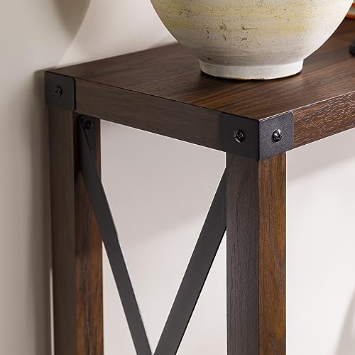 Walker Edison Sedalia Modern Farmhouse Metal X Entry Table, 46 Inch, Dark Walnut - WoodArtSupply