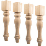 29-inch H 3 1/2-inch W 3 1/2-inch D Chunky Unfinished Farmhouse Dining Table Legs, Btowin 4Pcs Rubber Wood DIY Replacement Turned Legs Btowin
