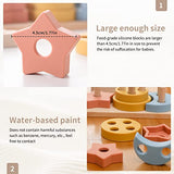 Samonyed Shape Sorter Toys for Toddlers 1-3 Montessori Stack Toy Car for 1 Year OldBaby Blocks Sorting Wooden&Silicone Educational Car Stacking Toys Samonyed