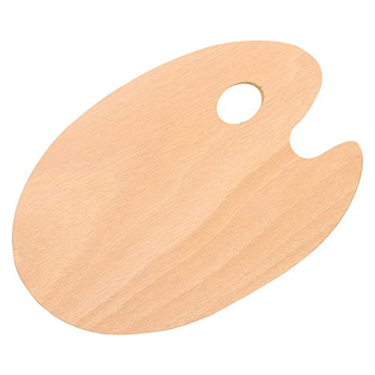 U.S. Art Supply 8" x 12" Large Wooden Oval-Shaped Artist Painting Palette with Thumb Hole - Wood Paint Color Mixing Tray - Easy Clean, Mix Acrylic, - WoodArtSupply