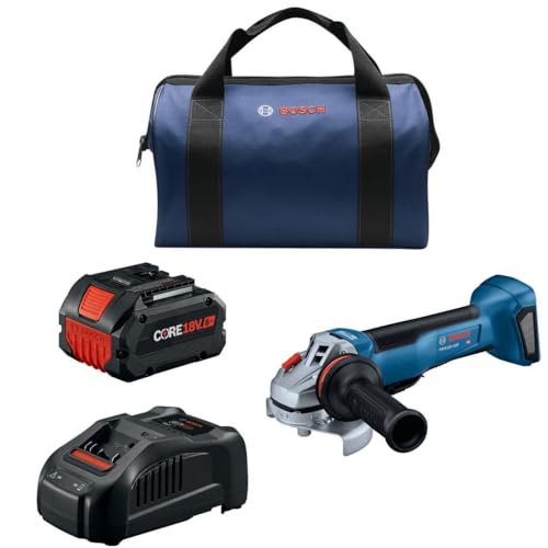 BOSCH GWS18V-10PB14 18V Brushless 4-1/2 – 5 In. Angle Grinder Kit with Paddle Switch and (1) CORE18V® 8 Ah High Power Battery - WoodArtSupply