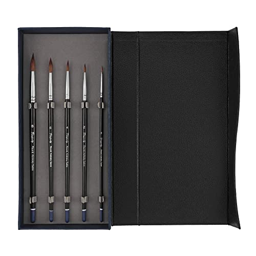 Rhapsody Kolinsky Watercolor Brush Set of 5, Various Watercolor Brush Sizes - WoodArtSupply