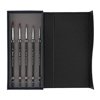 Rhapsody Kolinsky Watercolor Brush Set of 5, Various Watercolor Brush Sizes - WoodArtSupply