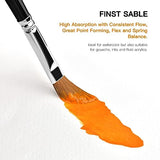 Sable Watercolor Brushes Professional Kolinsky Watercolor Artist Paint Brushes 7pcs, Pointed Rounds, Rigger, Long Flat, Dagger, Fan for Watercolor Fuumuui