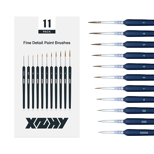 11Pcs Fine Detail Paint Brushes Set Fine Tip Paint Brush Miniature Mini Paints Brush for Watercolor, Oil, Acrylic, Face, Nail, Scale Model Painting XZHY
