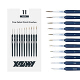 11Pcs Fine Detail Paint Brushes Set Fine Tip Paint Brush Miniature Mini Paints Brush for Watercolor, Oil, Acrylic, Face, Nail, Scale Model Painting XZHY