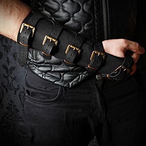 Syktkmx Roller Buckle Pleather Armor Gauntlet Bracers Wristband Arm Guard Armor Cuff Punk Gothic Medieval Costume Gauntlet Vambraces - WoodArtSupply