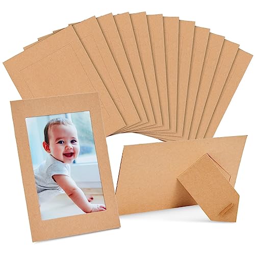 50 Pack Kraft Paper Picture Frames 4x6, Cardboard Photo Easels for DIY Projects, Crafts - WoodArtSupply