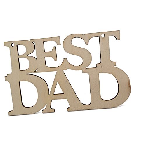 BinaryABC Fathers Day Unfinished Wood Decorations,Father's Day Crafts Wooden Embellishments Ornaments,Best Dad Ever Decorations,10Pcs BinaryABC