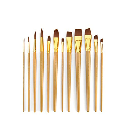 Royal Brush Manufacturing Royal and Langnickel Zip N' Close 12-Piece Brush Set, Soft Brown Taklon - WoodArtSupply