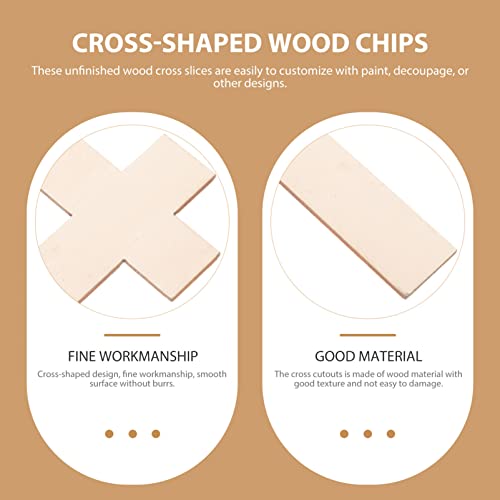 Abaodam 20Pcs Cross Blank Wood Cutouts Easter Cross Wooden DIY Crafts Unfinished Cross Shaped Wooden Pieces Cross Shaped Hanging Ornaments Abaodam