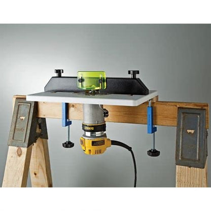 Rockler Trim Router Table – Adjustable Table Router - Best Router Table w/ Pre-Drilled Holes on Back - Router Table w/ High-Visibility Bit Guard,