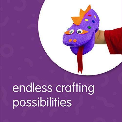 Colorations Felt Imaginary Hand Puppet Craft Kit for Kids, Makes 12 Puppets, Googly Eyes, Dragons, Dramatic Play, Imagination, Creatures, Role Play, Colorations