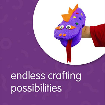 Colorations Felt Imaginary Hand Puppet Craft Kit for Kids, Makes 12 Puppets, Googly Eyes, Dragons, Dramatic Play, Imagination, Creatures, Role Play, - WoodArtSupply